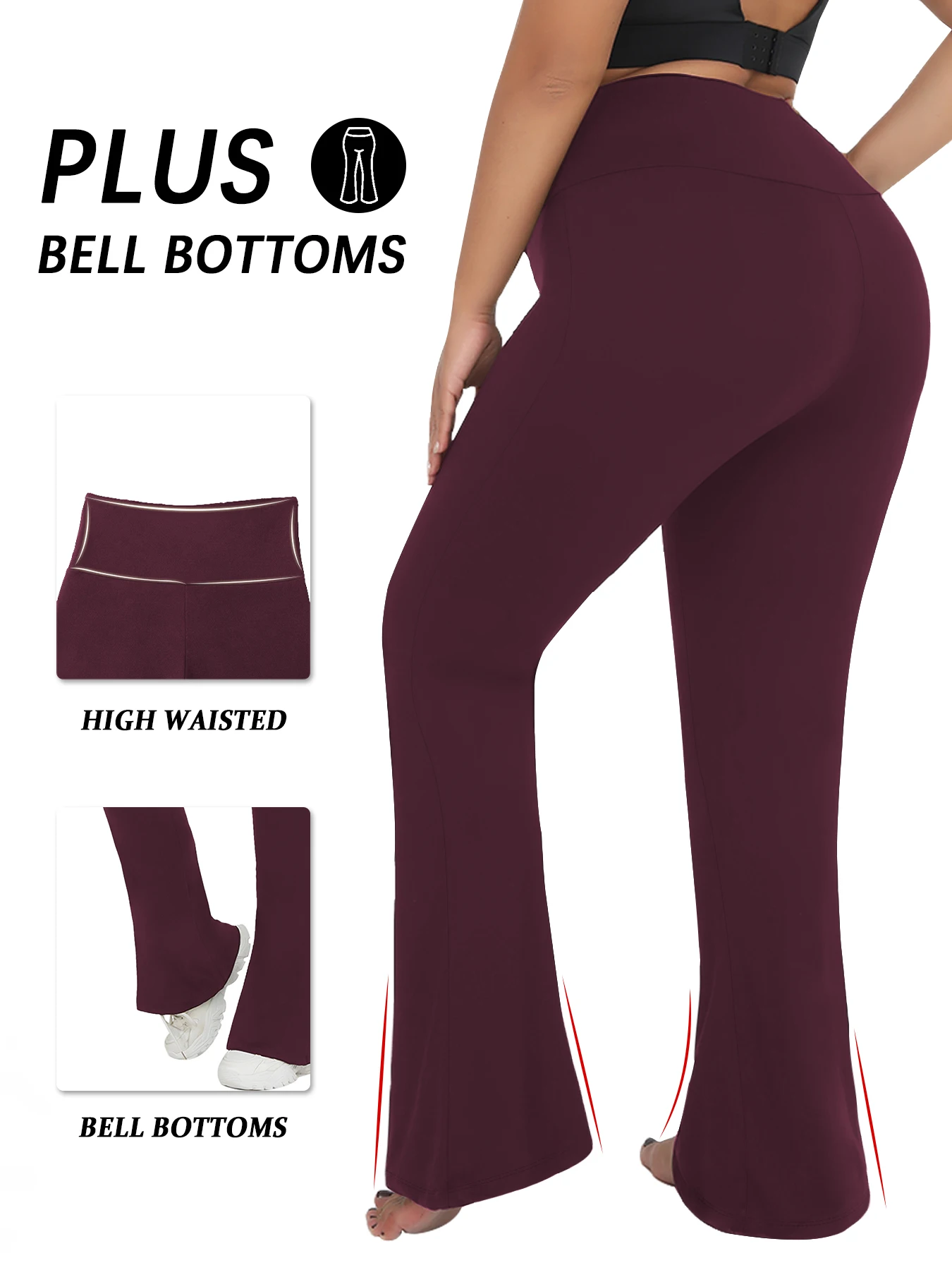 

Женские супермягкие расклешенные брюки больших размеров с высокой талией, леггинсы с контролем живота, мягкие расклешенные брюки для бега