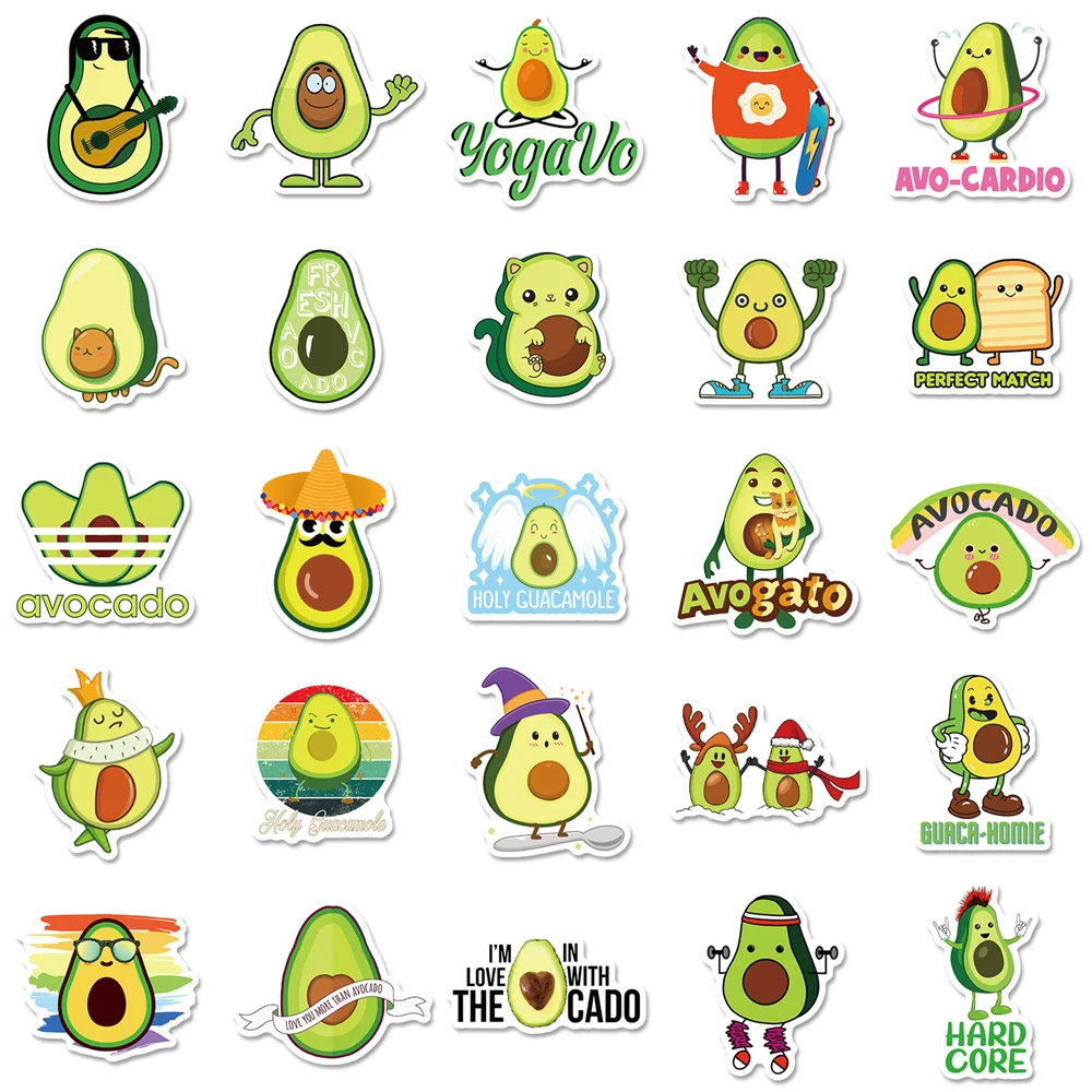 50PCS Net Red Fruit Avocado Sticker Cartoon Cute Ins Style Personalized Graffiti Luggage Compartment Refrigerator