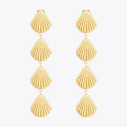 ENFASHION Aretes Shell Shape Length Drop Earrings For Women's Stainless steel Gold Color Earrings Stylish Simple Jewelry E241539