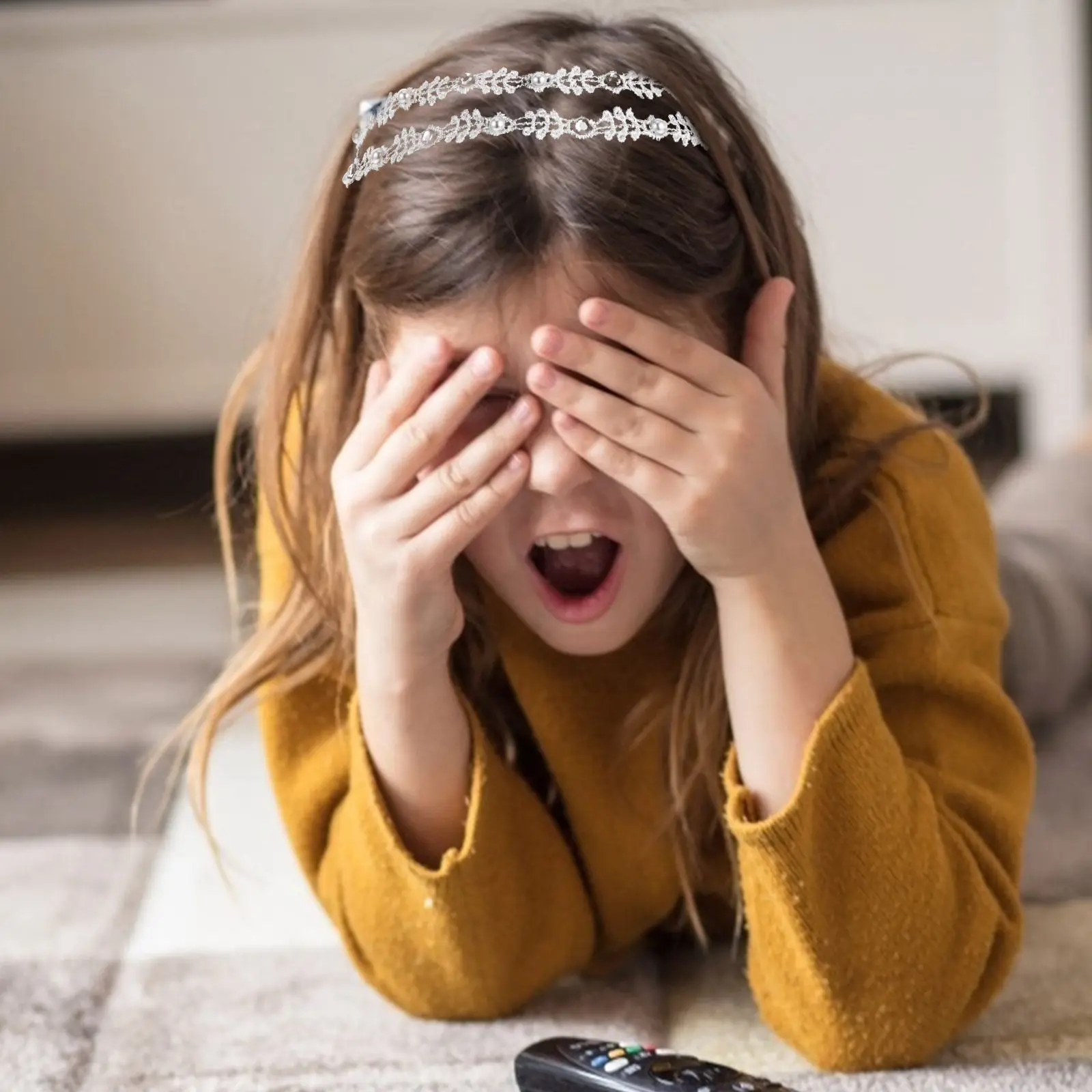 

Kids Lace Headband White Solid Color Bowknot Hairband Soft Comfortable Elastic Hair Accessories for Shopping Parties Photo