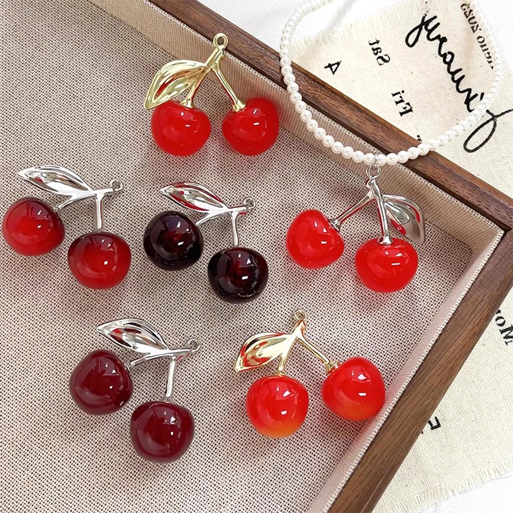 3 PCS Simulated Alloy Cherry Pendant DIY Makes Fashionable Jewelry Necklace, Bracelet, Clothing, Luggage Accessories Materials