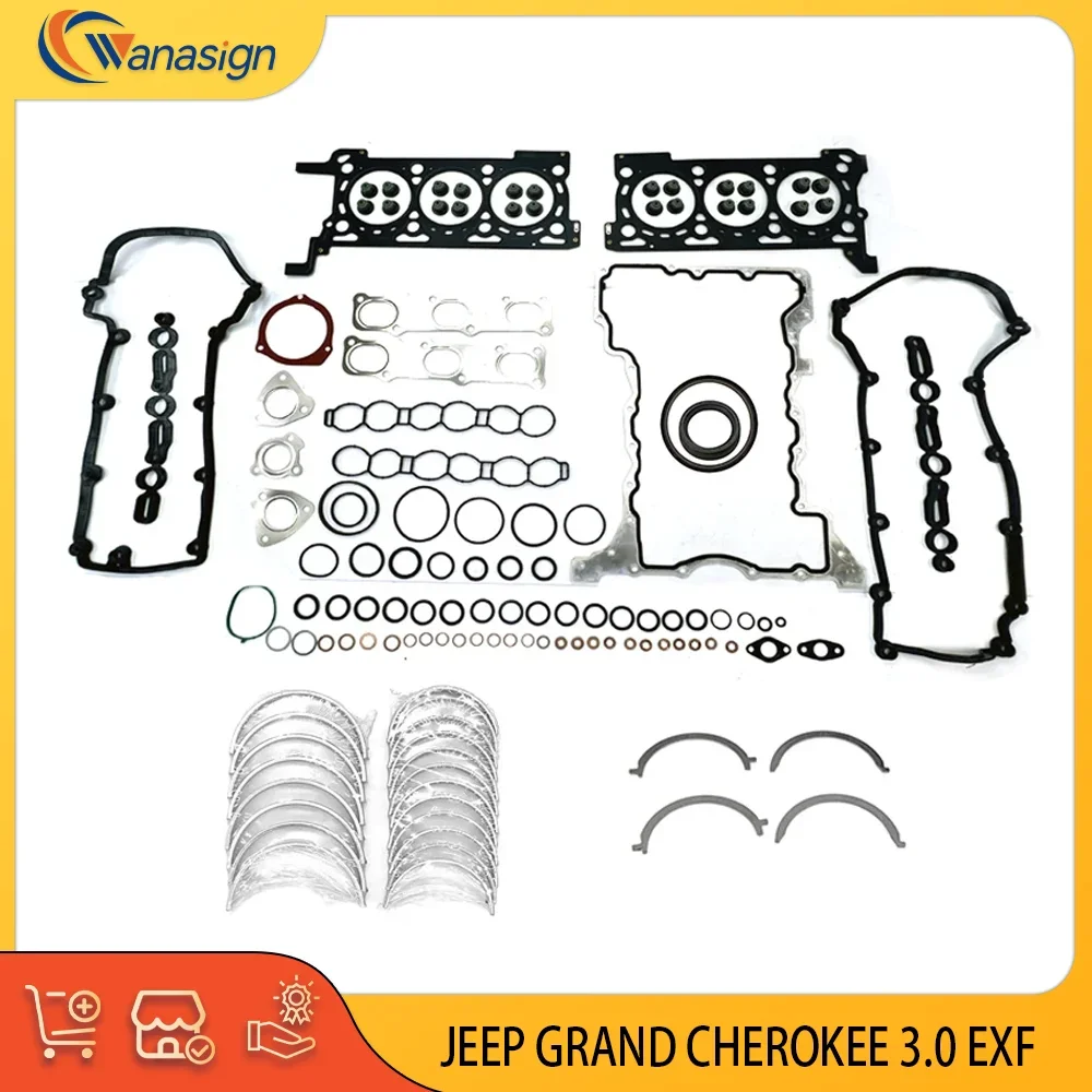 AUTO ENGINE PARTS Full Head Gasket Set Main Connecting Rod Bearing Fit For Jeep Grand Cherokee Diesel EXF 3.0L 3.0 L T V6 14-19