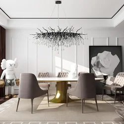 Nordic Luxury Crystal G9 Chandeliers Black Gold Water Drop Pendant Light Living Room Hotel Hall Villa Indoor Decor Fixture