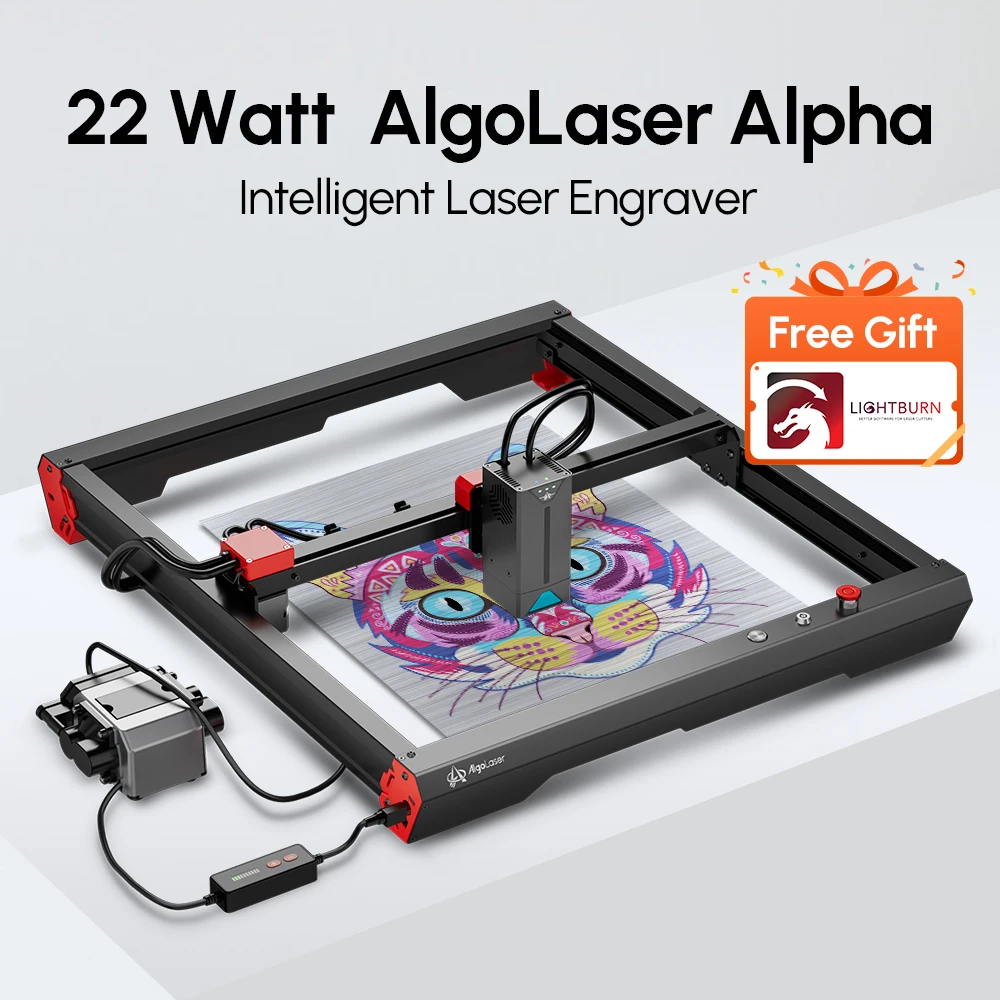 AlgoLaser Alpha 22W Laser Cutter Monster con pompa Air Assist 400mm/s Incisore per metalli Lavorazione del legno Macchina da taglio per incisione laser