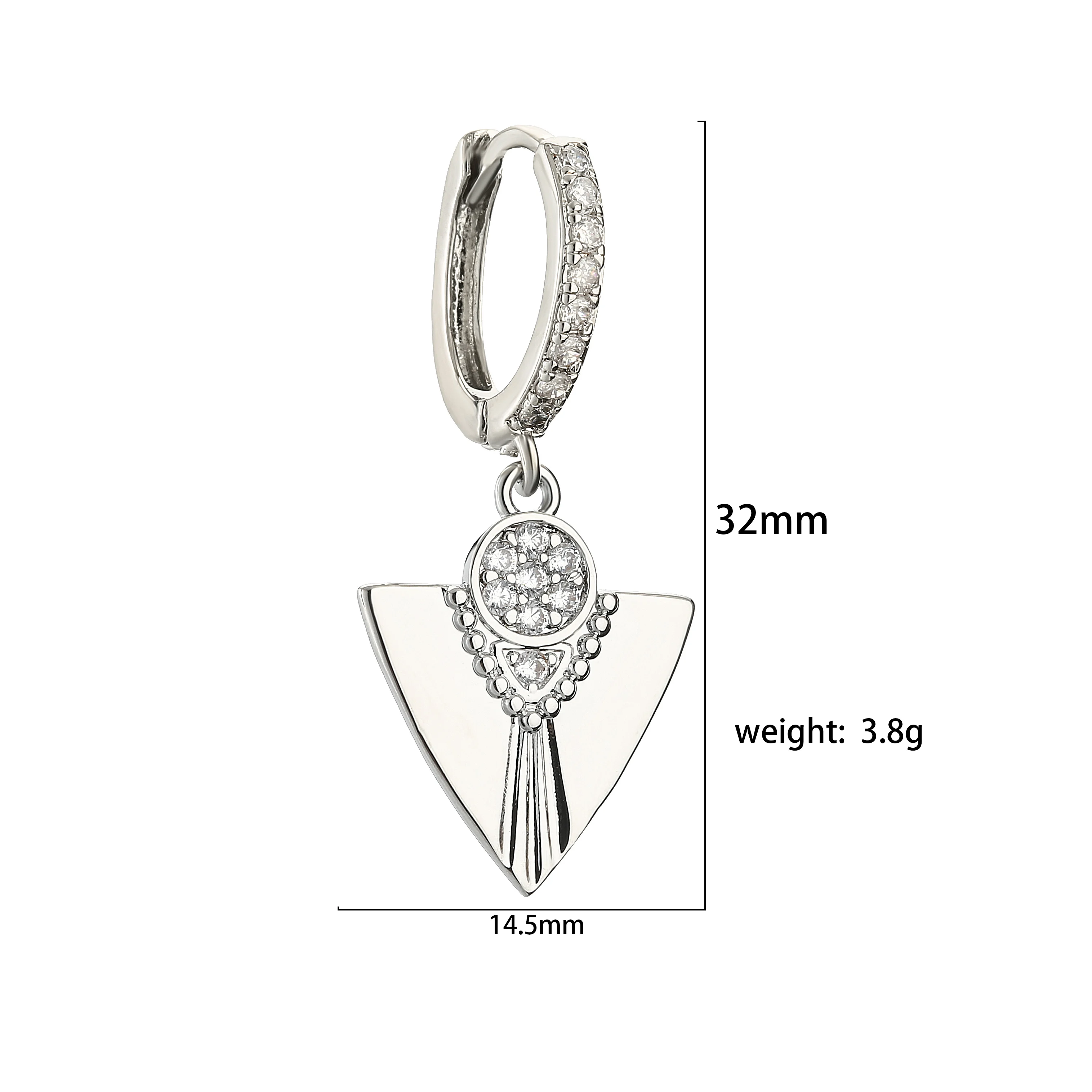 HECHENG,CZ 18k Plated Drop Dangle Hoop Earrings For Women Lady Fashion Personality Brass Jewelry Gift Party