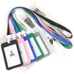 New Fashion Colorful Employee Plastic Card Cover Lanyard Work Card Holder Business ID Badge Holder Name Tag Bags Case