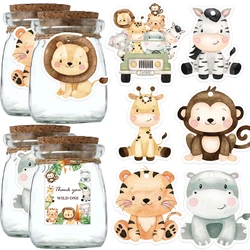 48pcs Carton Animal Paper Labels Craft Hanging Tags For Kids Jungle Forest Safari Birthday Party DIY Gifts Wrapping Supplies