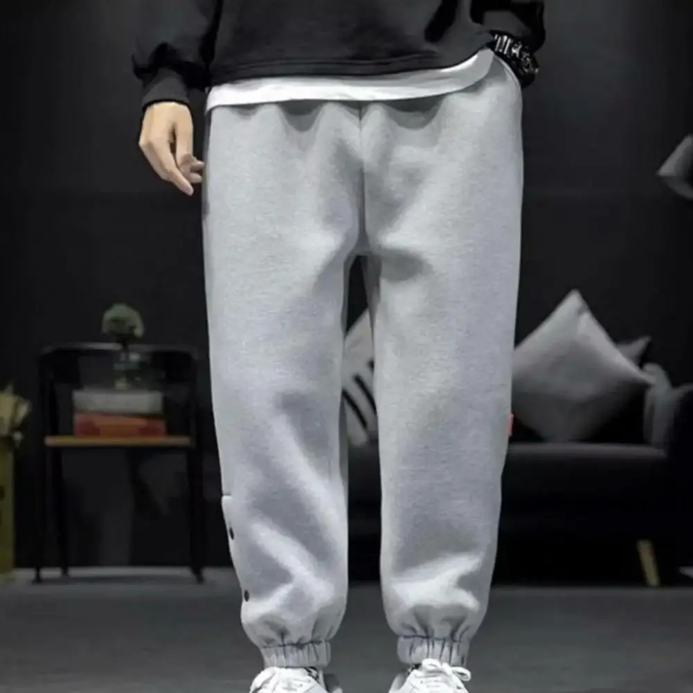 

Spring Autumn Casual Mid-rise Snap Split Pants Bottoms Sports Pants Loose for Daily Wear