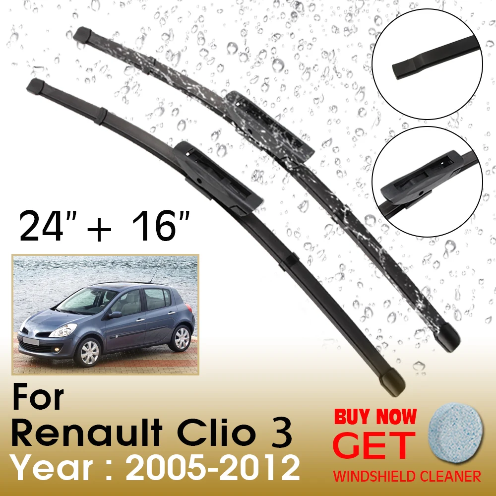 

Car Wiper Blade For Renault Clio 3 24"+16" 2005-2012 Front Window Washer Windscreen Windshield Wipers Blades Accessories