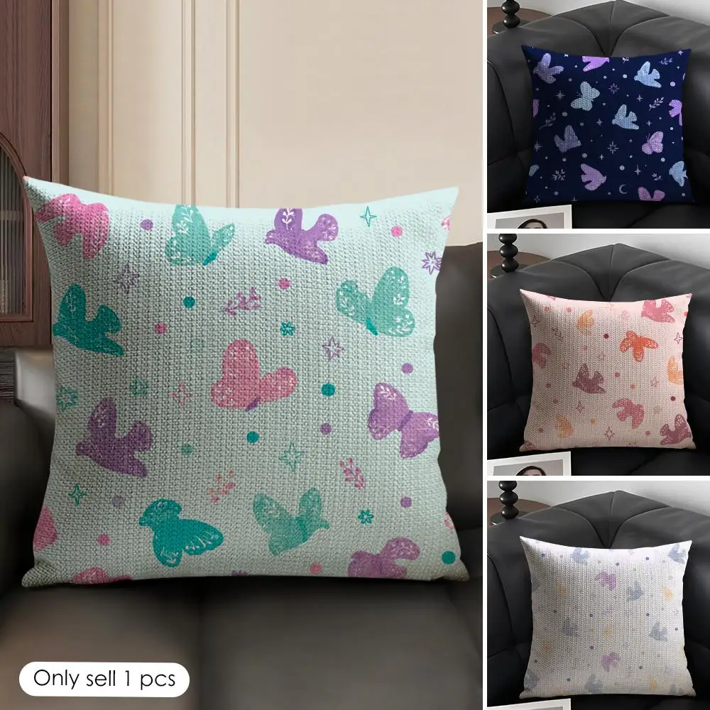 Whimsical Sky Doves Cushion Cover Linen Organic Fabric Double-Sided Printing Sofa Breathable Home Decor Gift Pillow Case