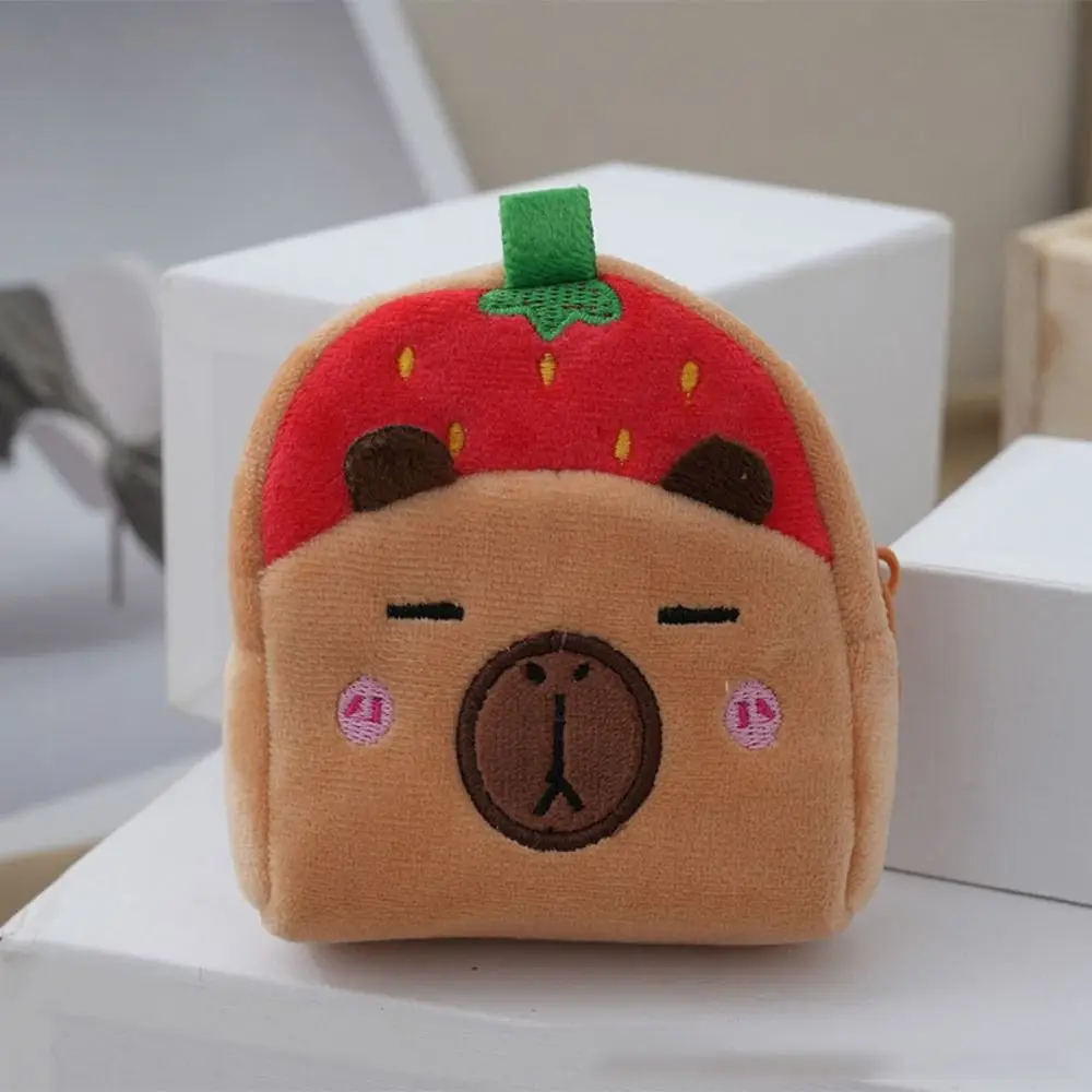 Cartoon Animal Capybara Plush Coin Purse watermelon Pineapple Capybara Plush Wallet Mini Pink strawberry