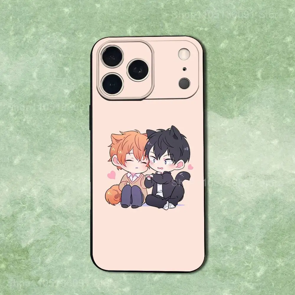 Capa de telefone fofa G-Givens Anime para iPhone 14,13,17,12,11,16,15,Plus,Pro Max, XS, X, XR, SE, Mini, capa preta de silicone macio