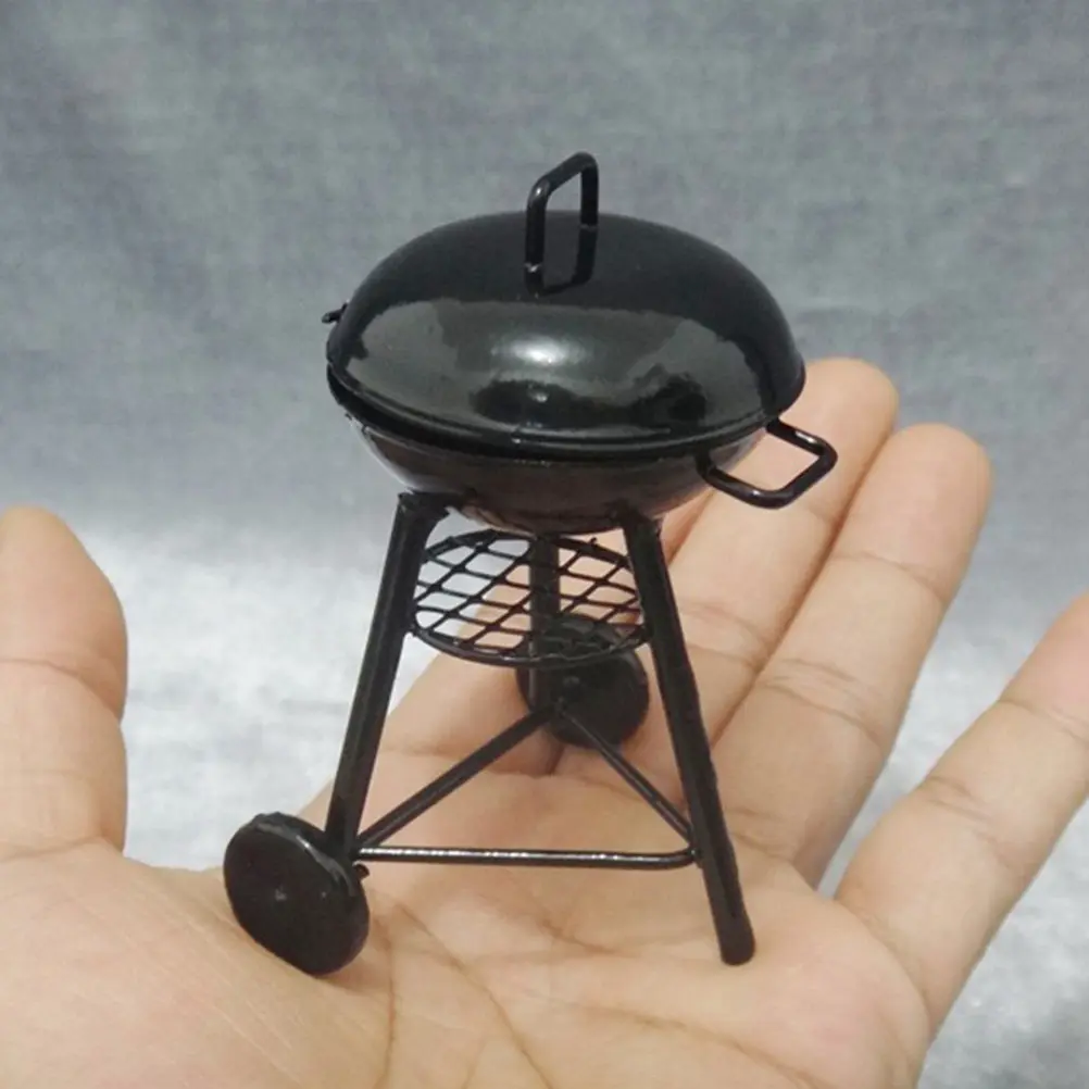 

2 шт. миниатюрные уличные грили для барбекю, круглая печь в масштабе 1:12, декоративная миниатюрная печь для игровых сцен и домиков, имитация гриля
