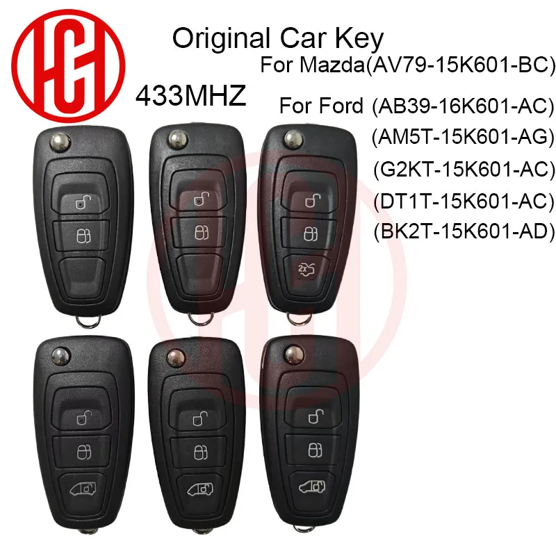 

Original Car Key ID4D63/4D83/49 Chip 433MHZ For Mazda Ford Focus Mondeo Transit Custom BK2T GK2T DTIT 15K601 Car Key/key Shell