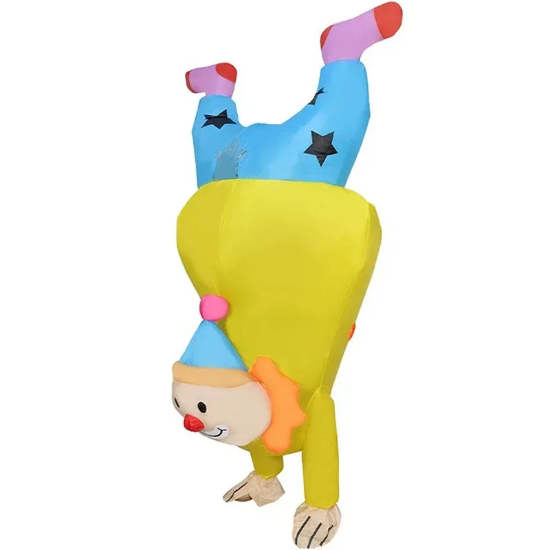 Handstand Clown Inflatable Costumes Funny Blow up Upside Clown Outfit Halloween Cosplay Party Dress Festival Performance Clothes