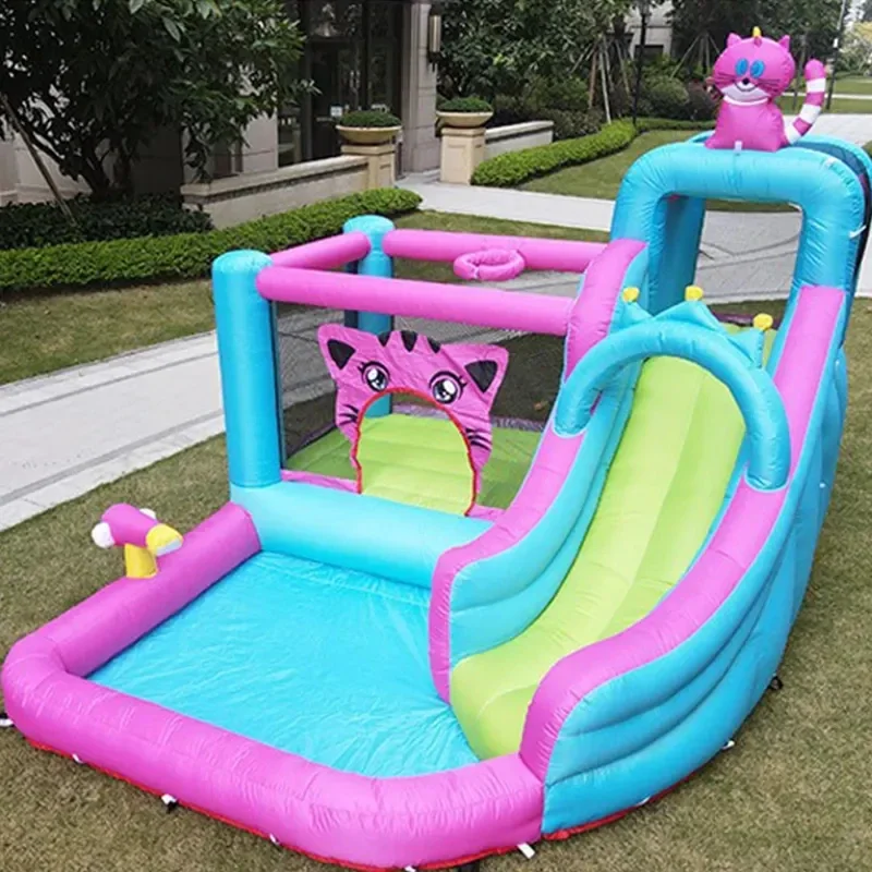 Manufacturer supplies new entertainment cartoon cat inflatable jumping castle bodyguard