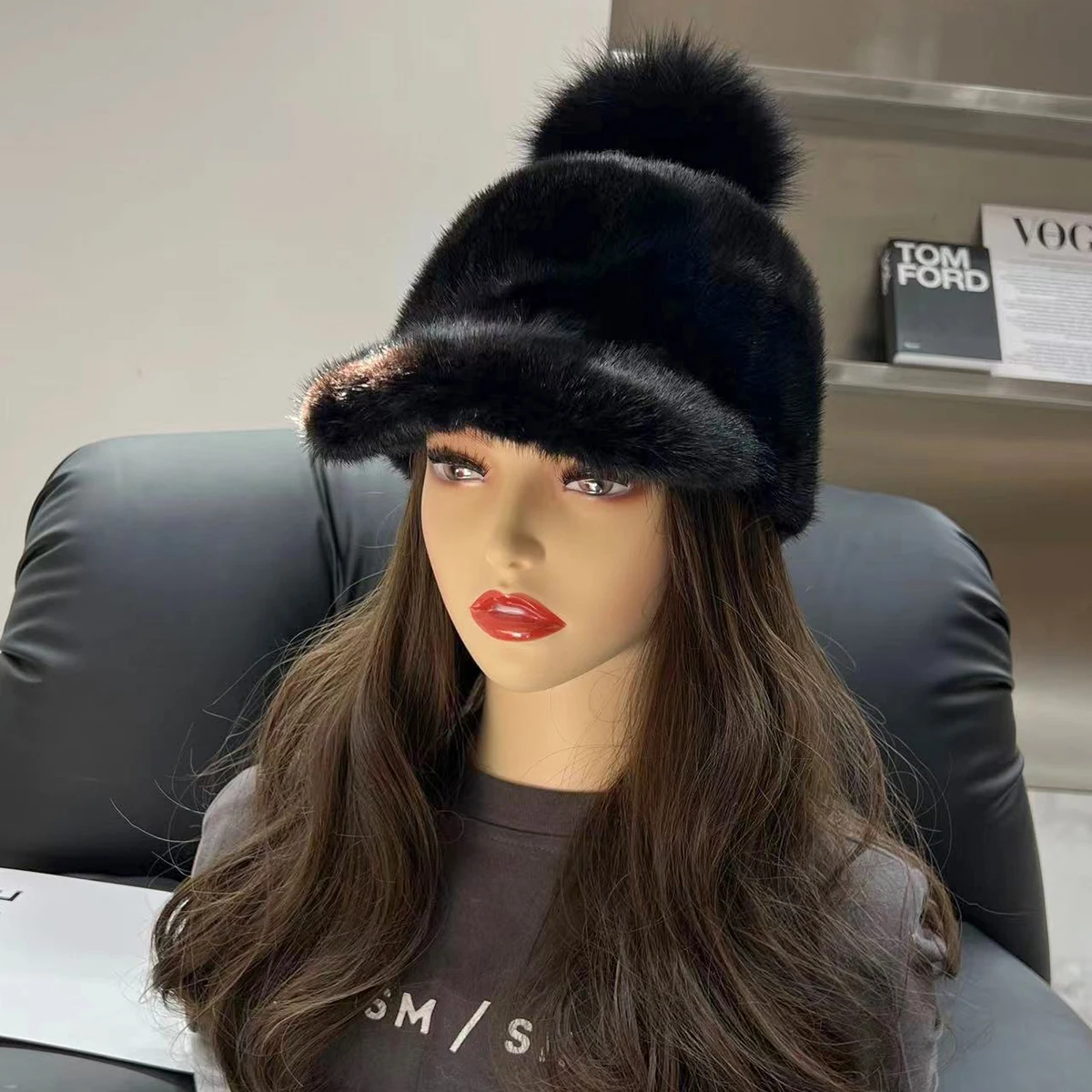 

Lady Fashion Thick 100% Genuine Mink Fur Caps Hot Sale Winter Women Warm Real Mink Fur Hat Natural Luxury Mink Fur Bomber Hats