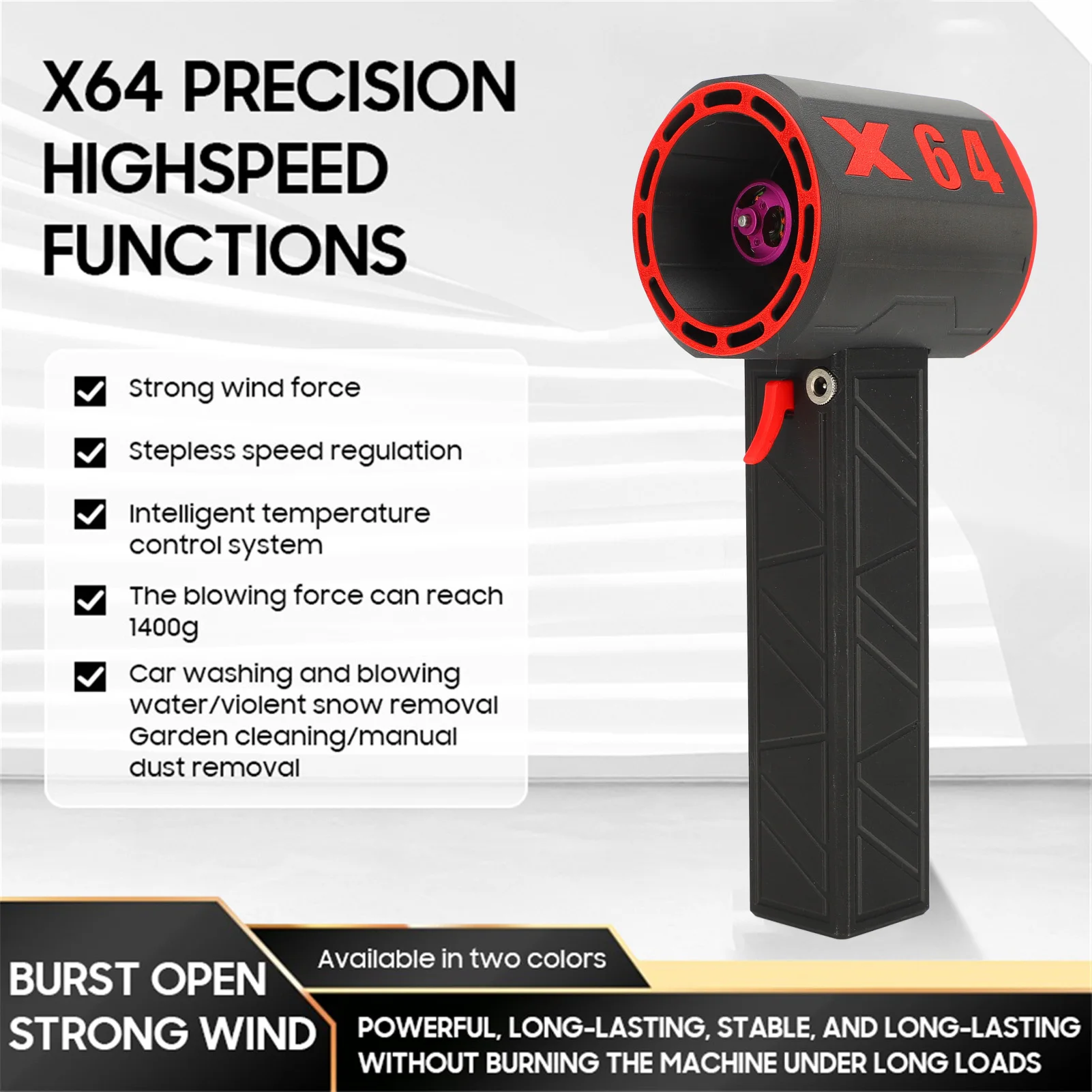 

Dryer Blower Violent Turbo Fan 11 Blade 8000mAh Brushless Motor 64mm Duct 1400g Thrust Portable Handheld Turbo Fan