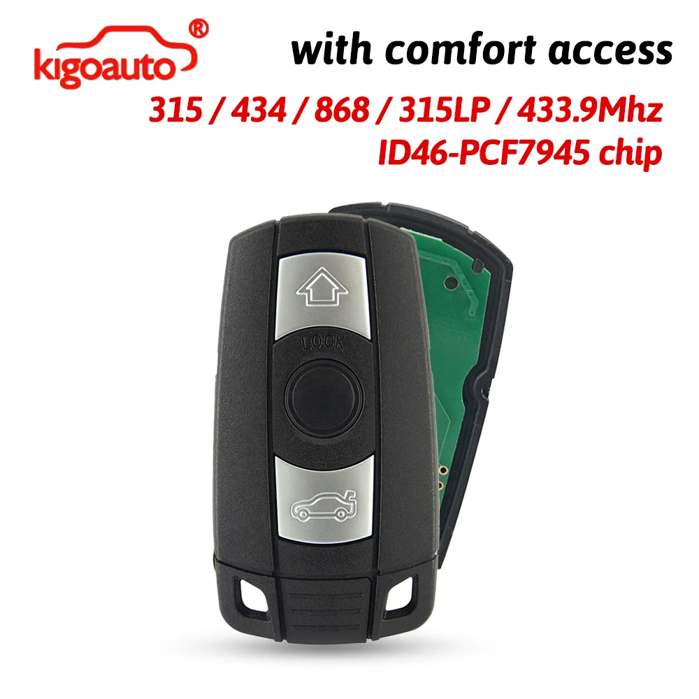 

Smart Key 3 Button 315/433.9/868MHz ID46 HITAG2 PCF7945 for BMW 1 3 5 Series E36 E87 E90 E91 CAS3 2006-2013 Keyless Remote
