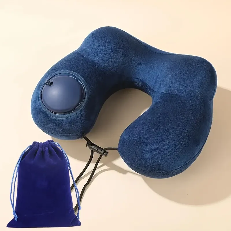  U-shaped Inflatable Travel Pillow Portable Air Pillow Neck Support Pad Comfortable Sleep Pillow Compression Inflatable