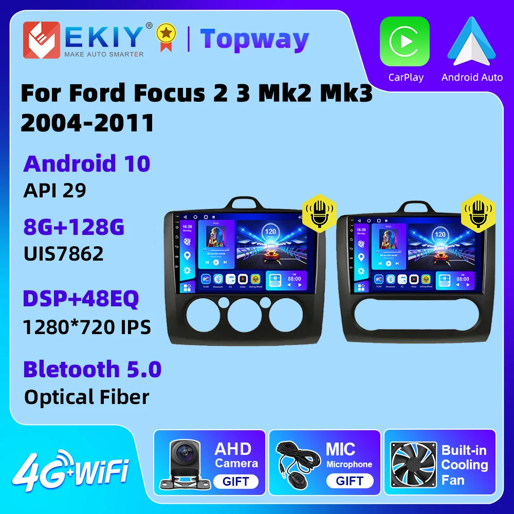 EKIY Car Radio For Ford Focus 2 3 Mk2 Mk3 2004-2011 Carplay Android Auto No Video Player 4G WIFI BT GPS DSP Multimedia