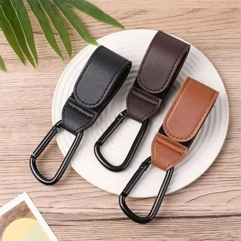 1/2/4pcs PU Leather Hook Stroller Hook Versatile Adjustable Hook For Stroller Organize Accessories Strong Bearing High Quality