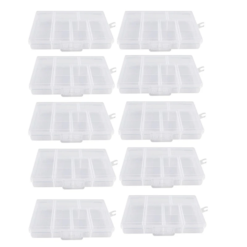 

Small Clear Plastic Organizer - Store Craft Supplies, Beads, And Other Small Items - 6 Compartments Durable