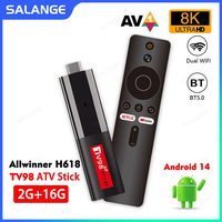 Salange P98 ATV Smart TV Stick Android 14 Support 8K Video 4K Wifi 6 HDR10 TV Box 2.4G&5G Allwinner H618 Smart TV Box 16GB