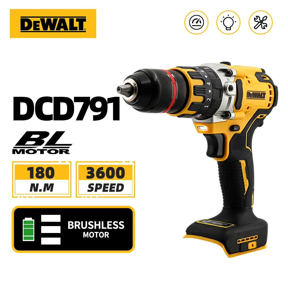 

Dewalt DCD791 Cordless Electric Drill Rechargeable Brushless Driver Multifunctional Portable Power Tools For 20V Lithium Battery