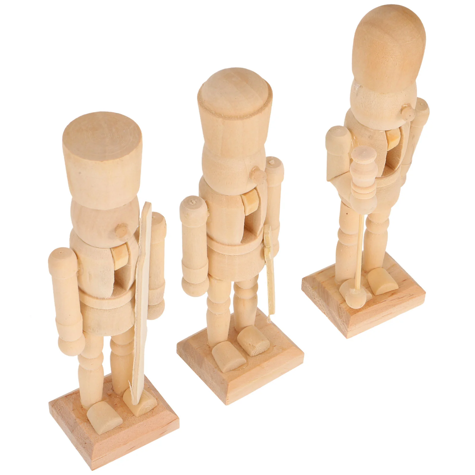 3 Pcs Puppet White Embryo Walnut Soldier Toy Christmas Nutcracker Ornament Toys Fondant Wooden Ornaments Stamp Child