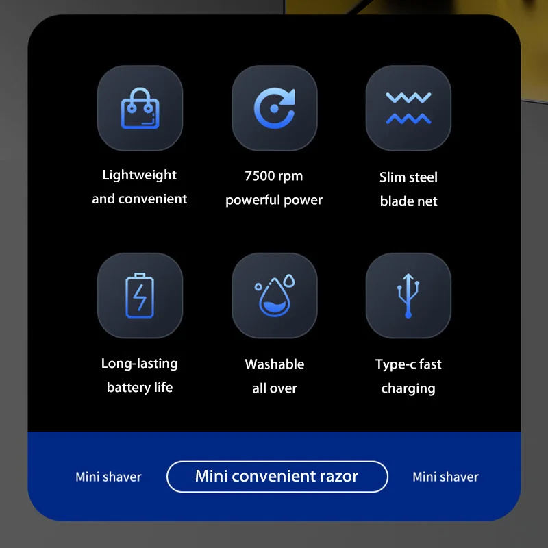 Tweekoppig Mini Magnetisch Scheerapparaat Type-C Opladen Stil Wasbaar Elektrisch Scheerapparaat Draagbaar Heren Dames Elektrisch Scheerapparaat