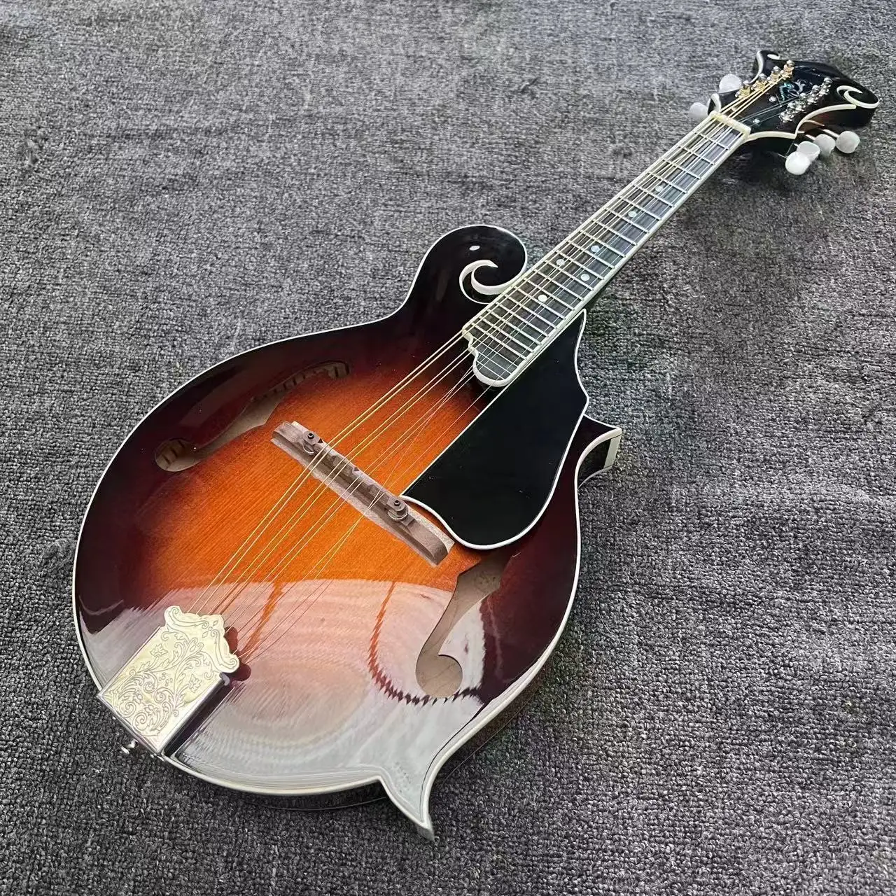 

IN STOCK: Custom Hand Carved F style Mandolin, Solid Top, Solid Birds Eye Maple Back Side, Accept Mandolin Banjo OEM