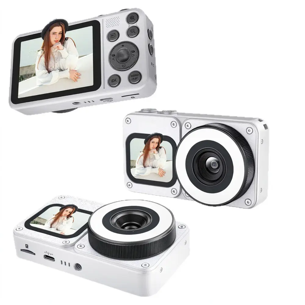 Portable A70 Digital Camera Dual Display Selfie Camcorder 24MP HD Photo Recorder Metallic Body Travel Everyday Vlog Equipment