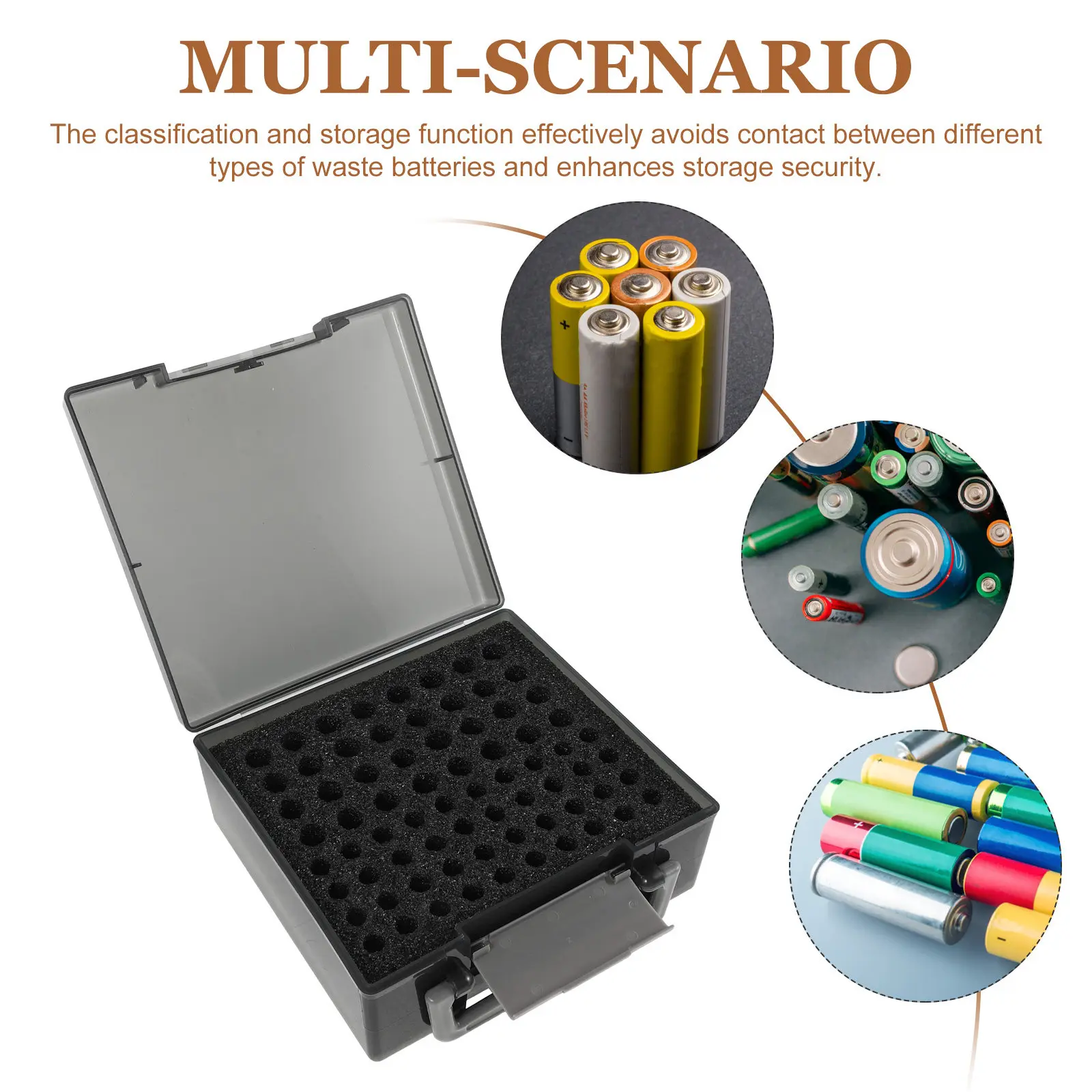 

1Pc Black Plastic Battery Organizer Storage Case - Holds 7 2A AAA Batteries, Drawer-type Waste Battery Storage Box with Sponge