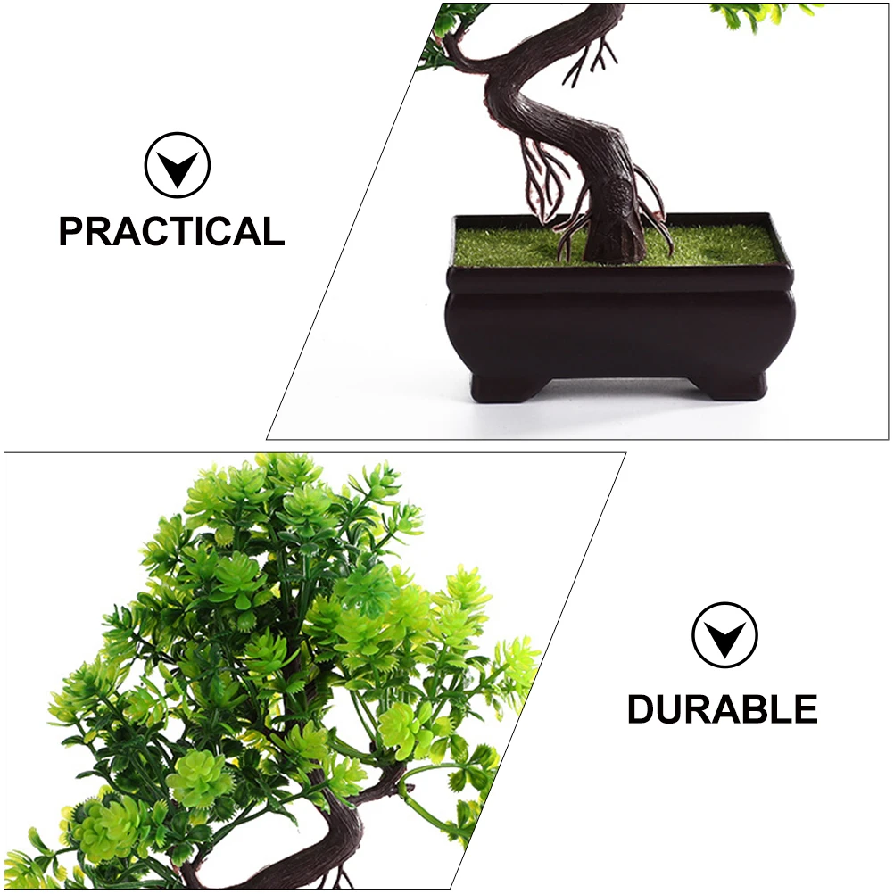 

2Pcs Artificial Pine Bonsai Plants Decor Indoor Outdoor Home Office Desk Simulation Bonsai nament Fake Green Plant Decorations