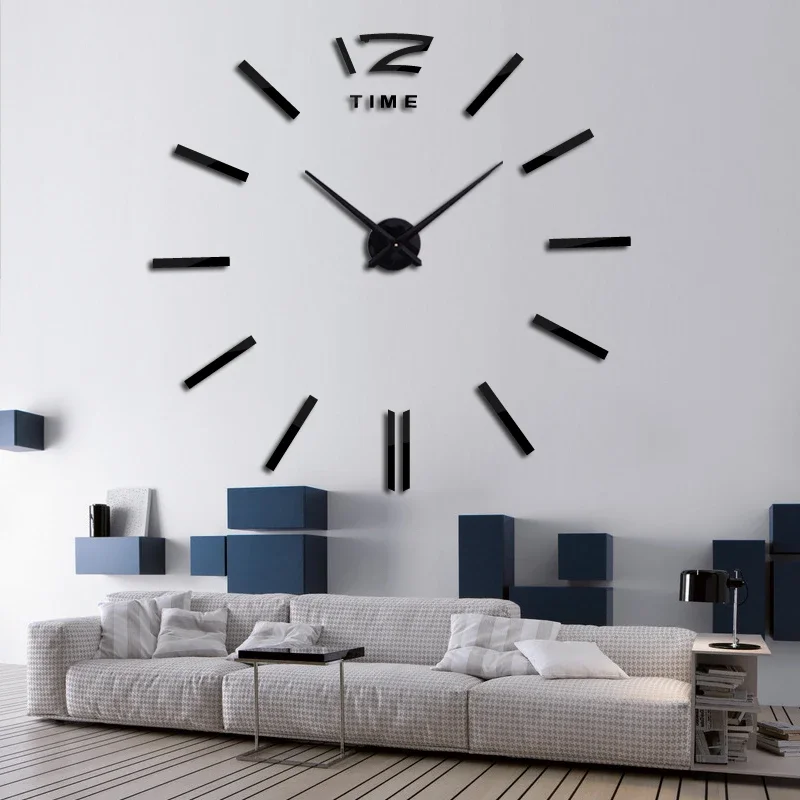 Europe Living Room Quartz Needle Wall Clock 3D DIY Acrylic Mirror Stickers. Free Shipping.