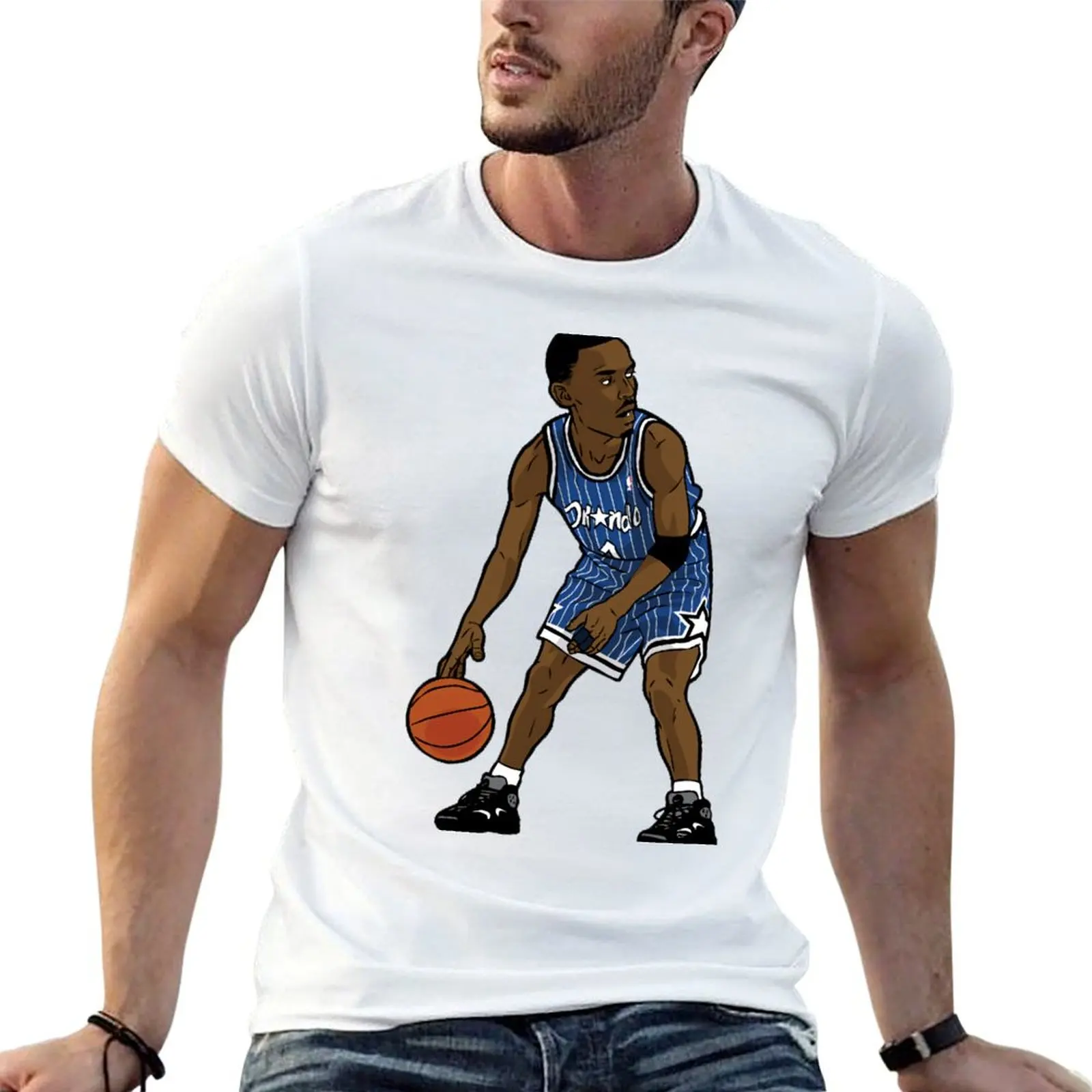 Camiseta masculina Tracy Mcgrady Tmac 1 Draw Chibi, camiseta gráfica para homem, camisetas slim fit, camiseta de designer
