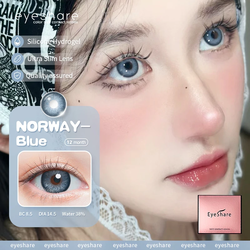 EYESHARE Blue Eye Lenses 1 Pair Colored Contact Lenses for Eyes Natural Lenses Korean Style Colorcon Eye Contacts Fashion Lenses