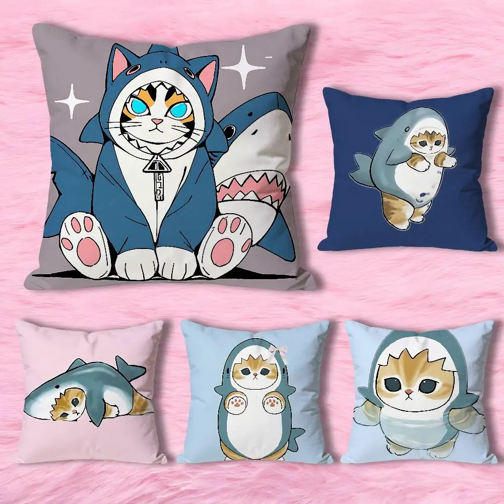 

Cute S-Shark H-Hooded Fun Cat Pillow Cases for Bedroom Living Room Sofa Home Decor Polyester Cushion Cover with Zipper