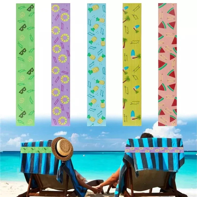 

5PCS Towel Bands for Beach Chairs Colorful Windproof Beach Towel Straps Elastic Bed Sheet Storage Belt Durable Bands Cruise