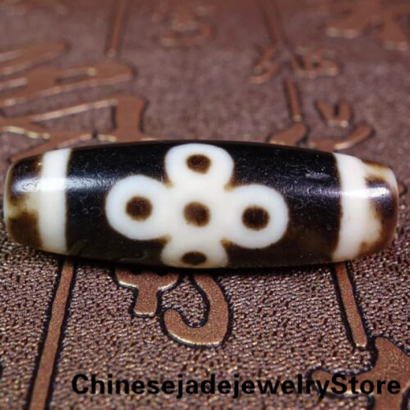 

Ancient Tibetan DZI Beads Old Agate 5 Eye Lightning Totem Amulet Pendant #1696