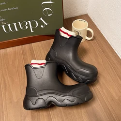 Nowe wiosenne i jesienne buty damskie buty przeciwdeszczowe na zewnątrz w jednolitym kolorze wodoodporne i antypoślizgowe buty rycerskie buty robocze goth