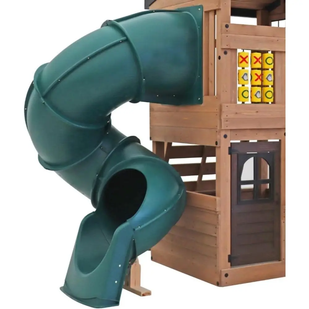 

5 Foot Green Plastic Enclosed Slide with Turbo Tube for Quick Continuous Play