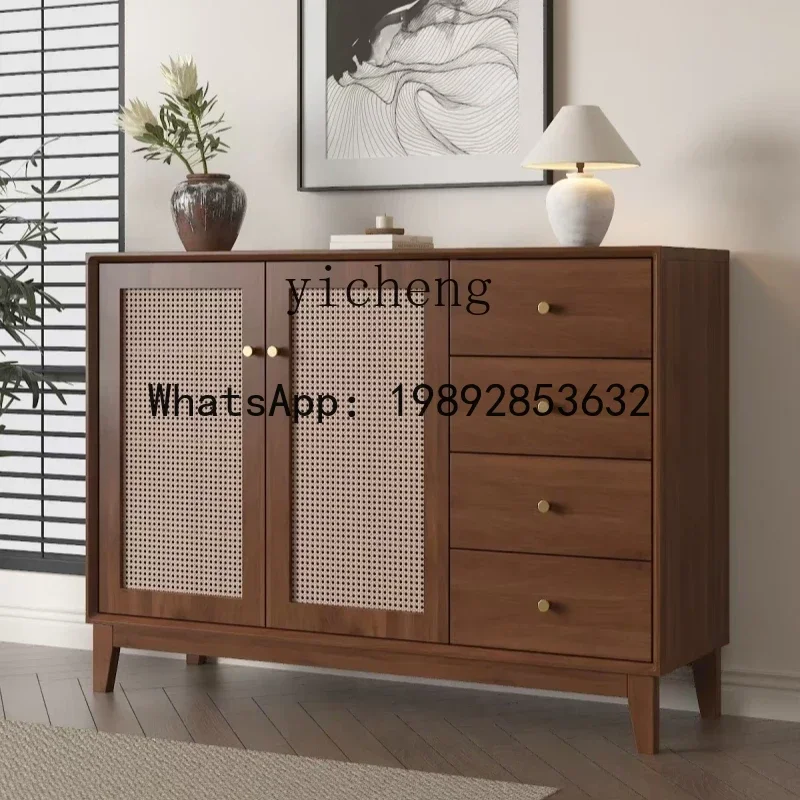 LYY  five-bucket side cabinet integrated storage cabinet new Chinese rattan medieval drawer cabinet