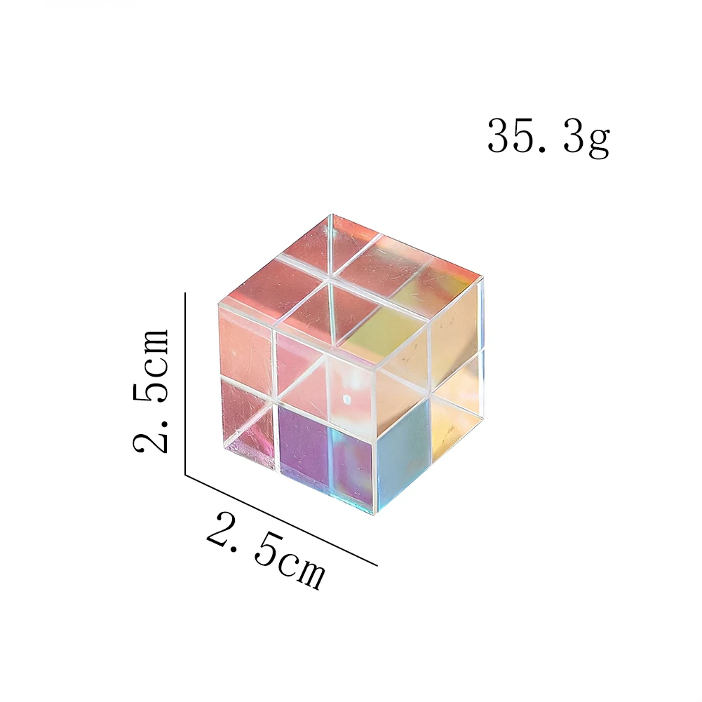 1pcs Science Magic Crystal Prism Cube 25mm Optical Instruments Spectral Prism for Photography Educational Gift Classroom Physics