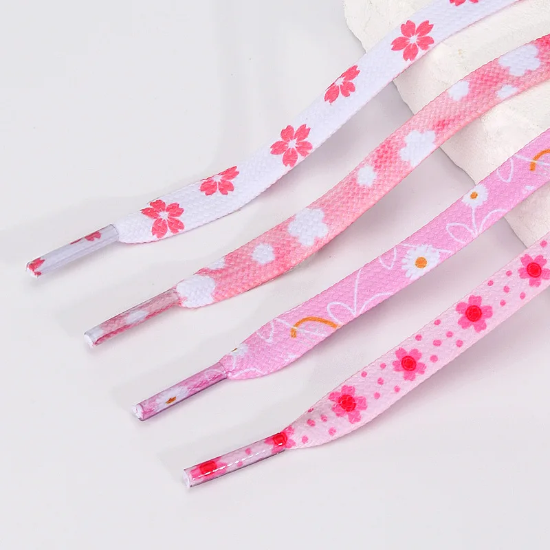 1 pairs NEW Fashion Cherry Blossom Shoelaces Colorful Flat Shoe Laces For Athletic Running Sneakers Shoes Boot  Female Shoelace