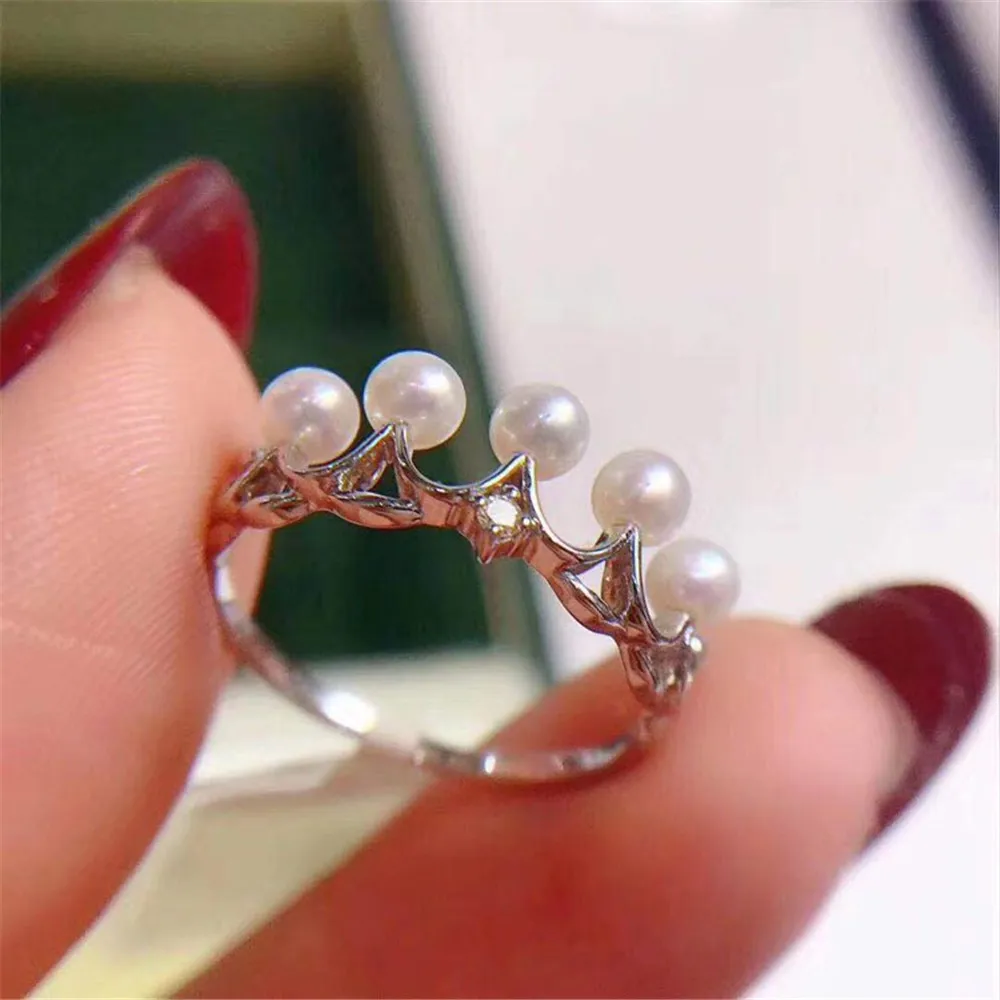 

DIY Pearl Ring Accessories S925 Sterling Silver Pearl Ring Empty Multi-bead Ring Holder Fit 4-5mm Round Beads Z179