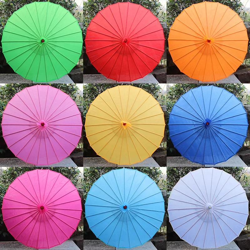 Chinesischer Farbiger Stoff-Regenschirm Weiß-Rosa Sonnenschirme Traditioneller Chinesischer Tanz-Farbschirm Japanische Seiden-Requisiten – Detail 2