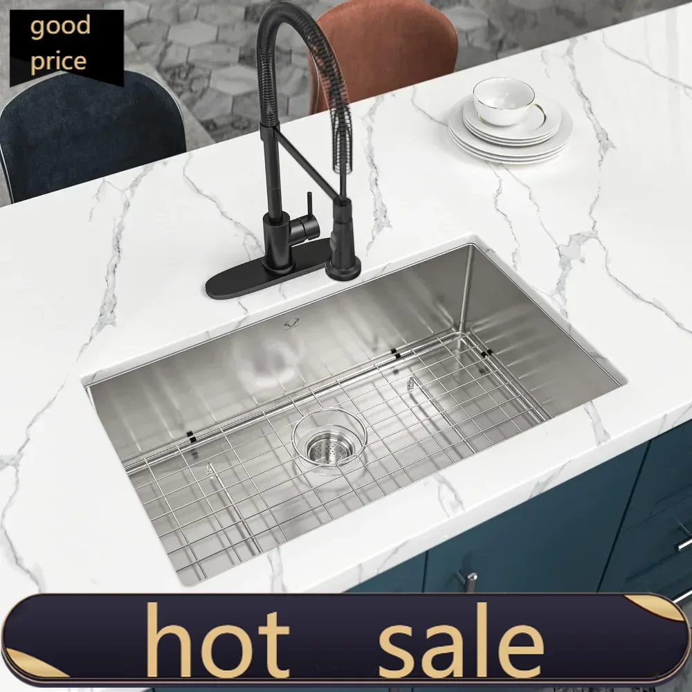 

Activity priceKitchen Sink 30x18 Inch Undermount Sink Stainless Steel 16 Gauge Single Bowl Kitchen Sinks Set (5 Item Bundle: Sin