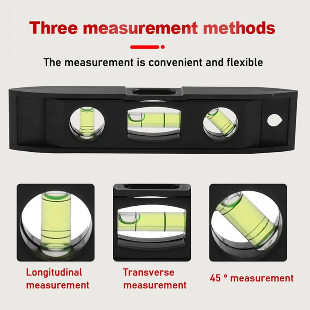 Horizontal Ruler 3 Bubble Spirit Level Magnetic ABS Shell Mini Pocket Portable Spirit Level Tool Measure Tool Machinery Leveller